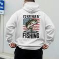 I'd Rather Be Fishing Bass Fish Dad Joke American Flag Men's Hoodie Back Print
