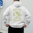 Men Here-Fishy Bass Fish Dad Fishing From Daughter Son Men's Hoodie Back Print