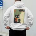 Vintage Japanese Cat Book Lovers UFO Alien Abduction Cat Dad Men's Hoodie Back Print