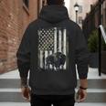 Camo USA Flag Bison Camouflage Hunting Wildlife Hunter Dad Men's Hoodie Back Print