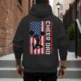 Cheer Dad American Flag Cheerleader Support Men's Hoodie Back Print