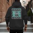Cheer Dad Daddy Bow Sport Cheerleader Cheerleading Teal Blue Men's Hoodie Back Print