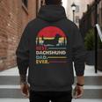 Dachshund Long Haired Best Dad Ever Dog Vintage Retro Men's Hoodie Back Print Dachshund Long Haired Best Dad Ever Dog Vintage Retro Men's Hoodie Back Print