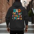 Dad Of The Birthday Twins Boys Girls Party Retro Bday Men's Hoodie Back Print