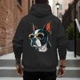 Dad Mom Cool Dog Sunglasses Boston Terrier Men's Hoodie Back Print Dad Mom Cool Dog Sunglasses Boston Terrier Men's Hoodie Back Print