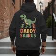 Daddy Saurus Dinosaur Dad Of Two Kids Dino Family Men's Hoodie Back Print