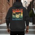 Drumming Basement Drum Set Drummer Rock Dad Grandpa Men's Hoodie Back Print