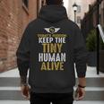 Father's Day By Tee Company New Dad First Time Father Keep Tiny Human Alive Adult Classic Fit Short Sleeve Men's Hoodie Back Print