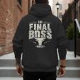 The Final Boss Vintage Rock Bull Fun Tee For Strong Dads Men's Hoodie Back Print