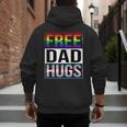 Free Dad Hugs LGBT Gay Pride Month Transgender Rainbow Flag Men's Hoodie Back Print