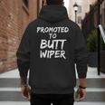 Fun New Dad Joke Baby Shower Gag Promoted To Butt Wiper Men's Hoodie Back Print