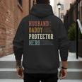 Husband Daddy Protector Hero For Dad Father's Day Men's Hoodie Back Print
