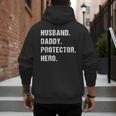 Husband Daddy Protector Hero For Dad Wife Small Men's Hoodie Back Print