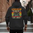 Leveled Up To Dad Of 3 Three Daddy Again 2025 Father's Day Men's Hoodie Back Print