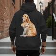 I Love Dad Patriotic Golden Retriever Canine Dog Lover Men's Hoodie Back Print