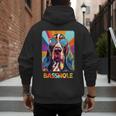 Mom & Dad Of a Basshole Basset Hound With Glasses -Adults Short Sleeve Men's Hoodie Back Print