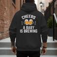 New Dad Baby Shower Cheers A Baby Is Brewing Men's Hoodie Back Print