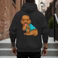 Poodle I Love Dad Tattoo Apparel Dog Dad Dads For Men Women Men's Hoodie Back Print
