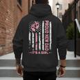 Proud New Dad New Girl Baby First Fathers Day American Flag Men's Hoodie Back Print