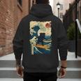 Pug Japanese Kanagawa Wave Surfing Japan Mom Dad Kids Men's Hoodie Back Print Pug Japanese Kanagawa Wave Surfing Japan Mom Dad Kids Men's Hoodie Back Print