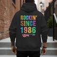 Rockin' Since 1986 Vintage Rockstar 40th Birthday Mom Dad 40 Men's Hoodie Back Print