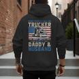 Semi Truck Driver Trucker Daddy Husband US American Flag Men's Hoodie Back Print