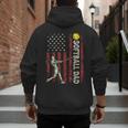 Softball Dad US Flag For Dad Men Patriotic Fathers Day Men's Hoodie Back Print
