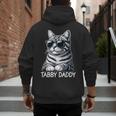 Tabby Daddy Cat Dad Graphic Grey Tabby Cat Lover Men's Hoodie Back Print
