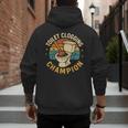 Toilet Clogging Champion Bathroom Humor Dad Jokes Men's Hoodie Back Print