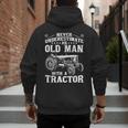 Never Underestimate An Old Man Tractor Farmer Dad Men's Hoodie Back Print