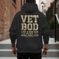 Vet BOD Like A Dad Bob Military Veteran Humor Men's Hoodie Back Print