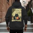 Vintage Japanese Cat Book Lovers Librarian Cat Dad Teacher Men's Hoodie Back Print