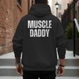 Vintage Muscle Daddy Weightlifter Dad Cool Father Workout Men's Hoodie Back Print