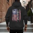 Vintage USA Flag Proud Swimming Dad Swim Swimmer Silhouette Men's Hoodie Back Print