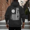 Vintage Volleyball Dad USA Flag Retro Fathers Day Daddy Papa Men's Hoodie Back Print