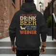 Weiner Dachshund Dad Drink Beer Hang With Dog Vintage Men's Hoodie Back Print