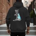 Women Dog Pitbull I Love Dad Tattoo Men's Hoodie Back Print