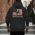 Wrestling Dad US Flag Fathers Day Retro Wrestling Fans Men's Hoodie Back Print