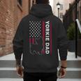 Yorkie Dog Vintage US American Flag Yorkie Dad Fathers Day Men's Hoodie Back Print