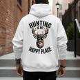 Camo Deer Hunting Is My Happy Place Dad Hunter Men's Hoodie Back Print