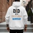 Dad Of A Hip Dysplasia Warrior Beige Blue Hip Dysplasia Men's Hoodie Back Print
