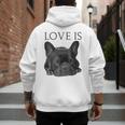 Love Is French Bulldog Shirt Frenchie Lover Tee Dog Mom Dad Men's Hoodie Back Print