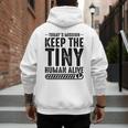 New Dad Est Keep Tiny Human Alive First Time Father's Day Men's Hoodie Back Print