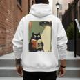 Vintage Japanese Cat Book Lovers UFO Alien Abduction Cat Dad Men's Hoodie Back Print
