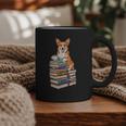 Bookworm Corgi Reading Books Drinking Coffee Dog Lover Graphic Print Coffee Mug