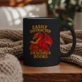 Easily Distracted By Dragons And Books Reading Graphic Print Coffee Mug