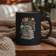 Raccoon Books Reading Flowers Graphic Print Coffee Mug