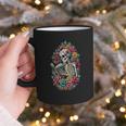 Book Lover Skeleton Reading With Dia De Los Muertos Flowers Graphic Print Coffee Mug