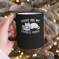 Books Are My Favorite People Cat With Coffee Mug Book Lovers Graphic Print Coffee Mug