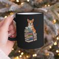 Bookworm Corgi Reading Books Drinking Coffee Dog Lover Graphic Print Coffee Mug